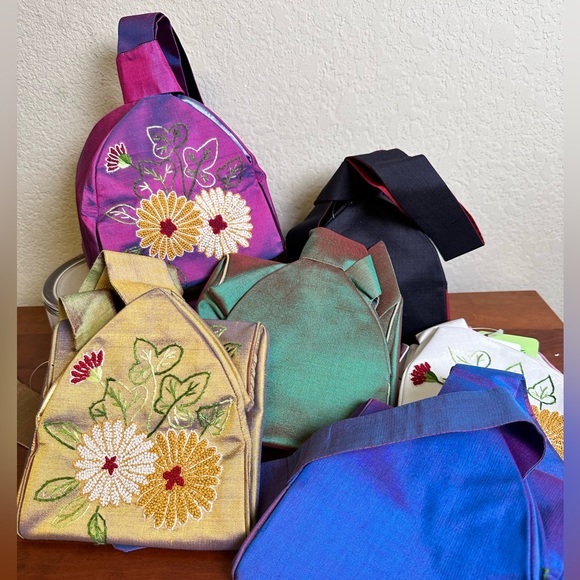 Raw silk square tie bag - NWT - Picture 3 of 5